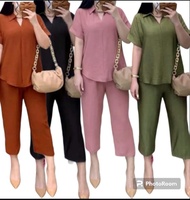 RIZAN FASHION One Set Yusa Setelan Wanita Lengan Pendek Crinkle