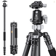 Mini)K&amp;F CONCEPT Carbon Fiber Camera Tripod Stand Monopod with Flexible Ballhead 172cm/67.7in Max. Height 16kg Load Capacity Low Angle Photography Travel Tripod with Carrying Bag f