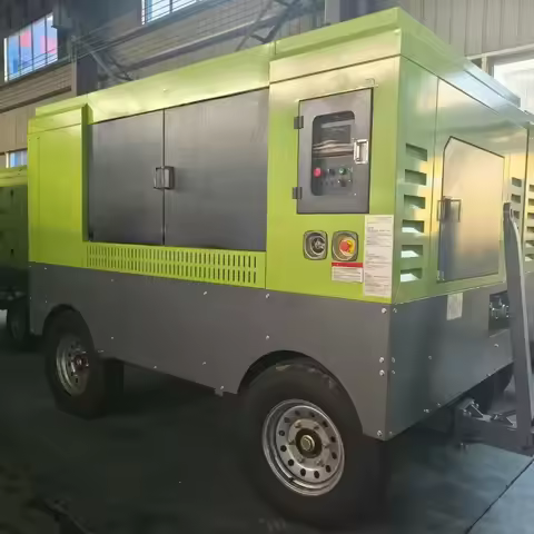 Portable Oil-Free Air Compressor High Quality Screw Portable Diesel Oil-Free Air Compressor With Eng