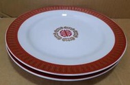 早期大同紅四方印福壽瓷盤 淺圓盤-直徑23公分-2盤合售