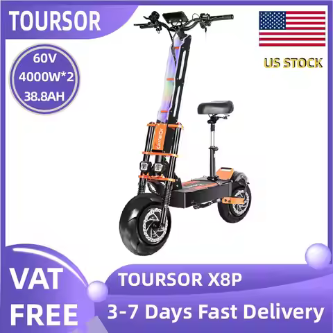 TOURSOR X8 PRO 4000W*2 Dual Motor Electric Scooter For Adults 60V38.8Ah Battery E-Scooter 13Inch roa