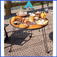 Folding Barbecue Round Table Stove Portable Camping BBQ Charcoal Grill With Storage Bag Patio Tea Boiling meja khemah