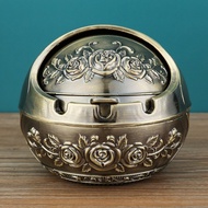 【In Stock】European Retro Creative Zinc Alloy Spherical Covered Bedroom Ashtray Fashion Windproof Smo