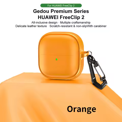 for Huawei FreeClip2 Wrieless Bluetooth Earphone Leather Texture Case Protective Cover Anti-lost Hea