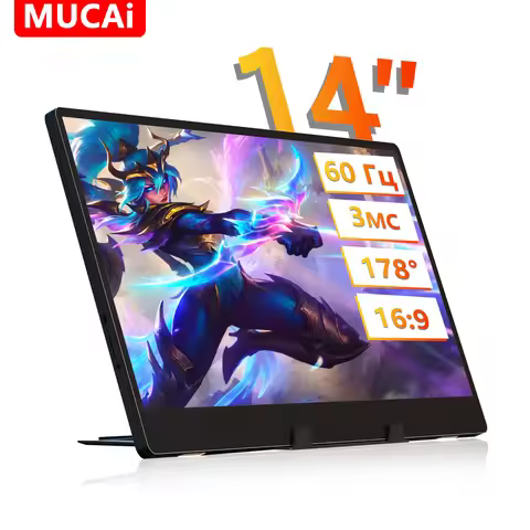 MUCAI N140-S36 14" Gaming Portable Monitor 60Hz USB-C HDMI for PS5/Nintendo Switch with Built-in Spe