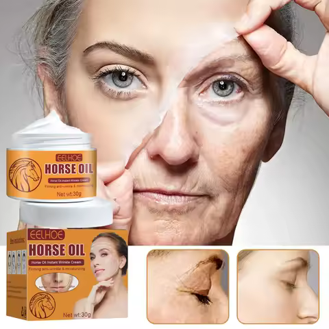 Horse Oil Anti Aging Remove Wrinkles Cream Moisturizing Collagen Lift Tighten Fade Face Eye Fine Lin