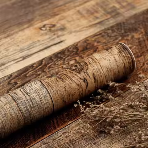 Brown Wood Wallpaper Peel and Stick Shiplap Self Adhesive Contact Paper for Cabinet Countertop Shelf