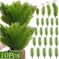 10pcs Christmas Artificial Pine Branches / Simulated Shrubs Bushes Green Plants Leaves / Bouquet Wreath DIY Plastic Pine Needles / Xmas Home Vase Garden Decor /