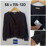 GU Cardigan By UNI Black V Neck Size XL Knit TopWanita E005