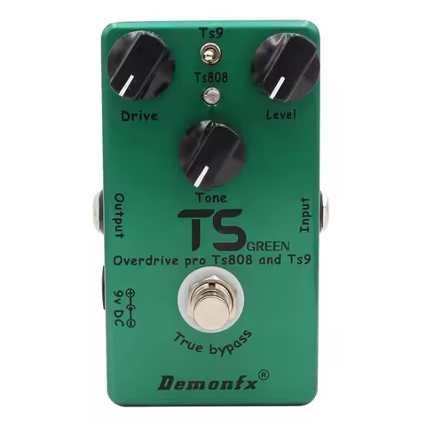 Demonfx TS GREEN Overdrive Guitar Pedal - Classic Tube Screamer Tone with TS808 / TS9 Modes, True By