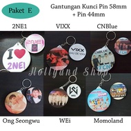 GANTUNGAN Package E Keychain Pin+Pin Pin - 2ne1 vixx cnblue seongwu WEi Momoland JBJ95 Bigbang G-Dragon GD Pristin Block B 2PM SF9 IZ*ONE ITZY Daniel Monsta X Taeyeon Super M Chungha BTOB aespa BAE173 ATEEZ CIX Astro Eunwoo The Boyz