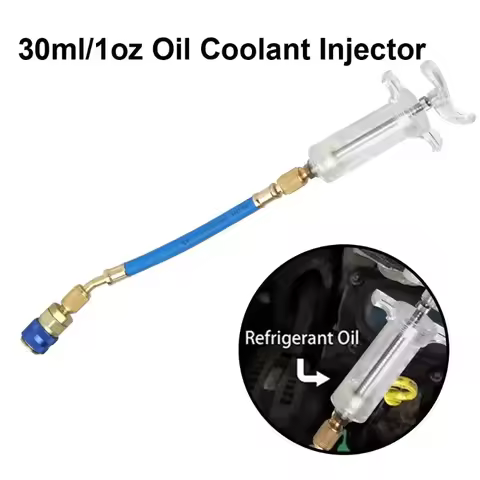 Car A/C Oil/Dye Injector 30ml/1Oz With Low Side Quick Coupler Adapter 1/4 Air Conditioning Automotiv