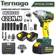 Ternaga Cordless Impact Wrench 420N.M Brushless Heavy Duty Electric Impact Wrench Driver Drill Impac