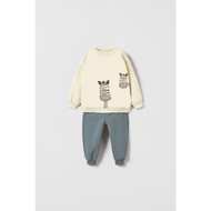 Girls' Oversized Crewneck Outfit Zebra Head SetOriginal 1-6 Years