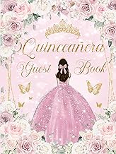 Quinceanera Guest Book Hardcover Pink Blush and White Floral Flowers Princess Dress Gold: Mis Quince