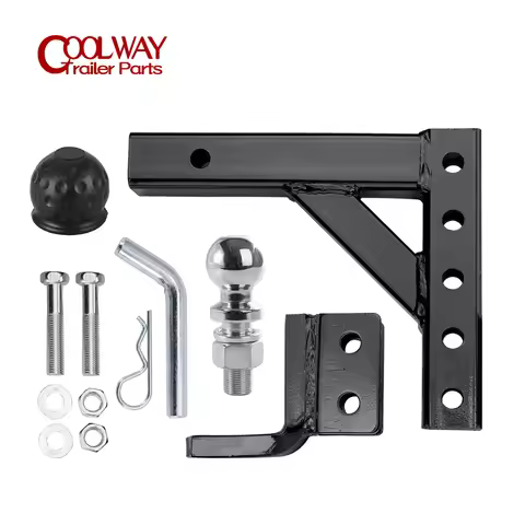 4 Level Adjustable Trailer 10inch Drop Hitch Ball Mount Tow for 2" Receiver With 50mm Ball Camper Ca