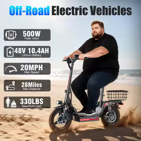 14-inch adult folding electric scooter 48V10.4Ah, 500W peak motor, 20MPH maximum load 330LBS, 28 mil