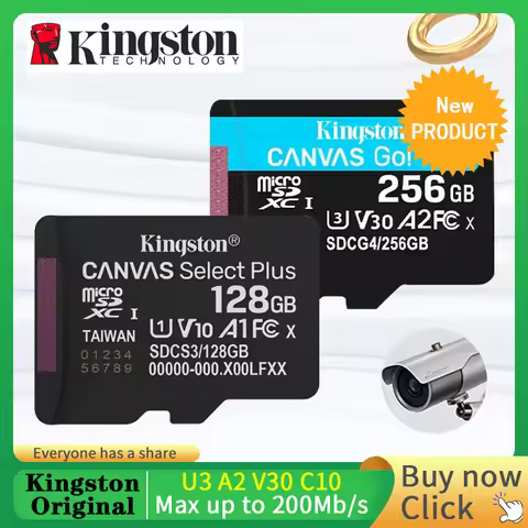 Kingston Micro SD Card 64GB 128GB 256GB 512GB Canvas Go Plus Memory Card V30 U3 Flash Card Up to 200