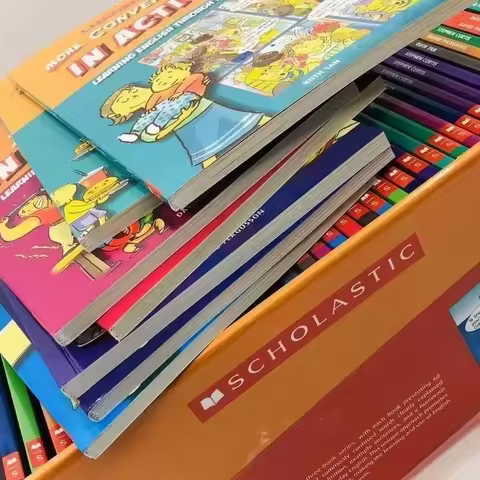 45 Books Scholastic in Action Words/Idioms Books for Kids English Children Book Gift Box Cartoon Pic