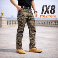 IX8 กางเกงคาร์โก้ กางเกงยุทธวิธี ผ้ายืด สีCPดำ มีซับใน มีช่องกระเป๋าหลายช่อง XS-5XL
