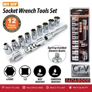 DIY Online4u - SADAGOOD CRV 12PCS 1/2" DR BOX SOCKET WRENCH TOOLS UNIVERSAL JOINT 5" EXTENSION BAR A