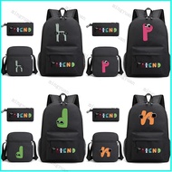GyJ Smile Lowercase Letter Alphabet Lore A B C D E F G 3IN1 Bag Suit Backpack Shoulder Bag Pencil Case School Gift For Kids Large Capacity