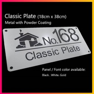 Classic Stainless Steel 304 / Metal House Plate with coating (18cm x 38cm) / Modern 3D House number plate (13cm x 38cm)