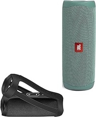 JBL Flip 5 Waterproof Portable Wireless Bluetooth Speaker Bundle with Deluxe CCI Silicone Protective Carrying Sleeve (Eco Green)