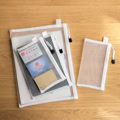 A4/A5/A6 Mesh Zipper Pouch Document Bag Waterproof Zip File Folders School Office Supplies Pencil Ca