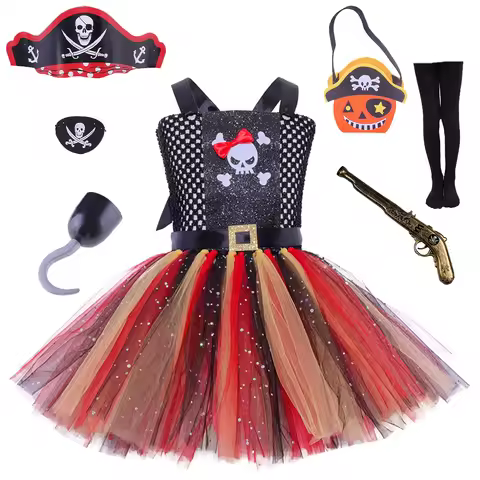 Children's Pirate Costume, Girl's Skull Dress, Halloween Costumes Kid Halloween Carnival Party, Girl