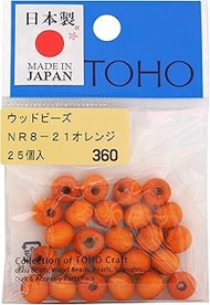 TOHO NR8-21 Wooden Beads Made in Japan, Outer Diameter: Approx. 0.3 inches (8 mm), Hole Size Approx.