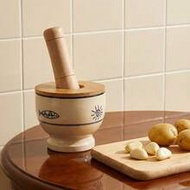Vintage Ceramic Garlic Mortar And Pestle, Manual Garlic Grinder, For Garlic, Chili, Pepper, Medicine