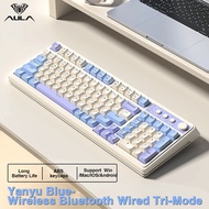 AULA S99เมมเบรนไร้สายครีมสัมผัสรองรับบลูทูธคีย์บอร์ดเล่นเกม + ไร้สาย2.4G + Tyce-C แบบมีสายการเชื่อมต