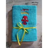 Tuala mandi size dewasa sulam kartun. Personalized embroidered bath towel. Birthday gift.