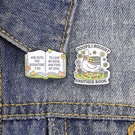 OOOPS, I BOUGHT ANOTHER BOOK Book Lovers Little Duck Enamel Brooch Fashion Clothing Accessories Back