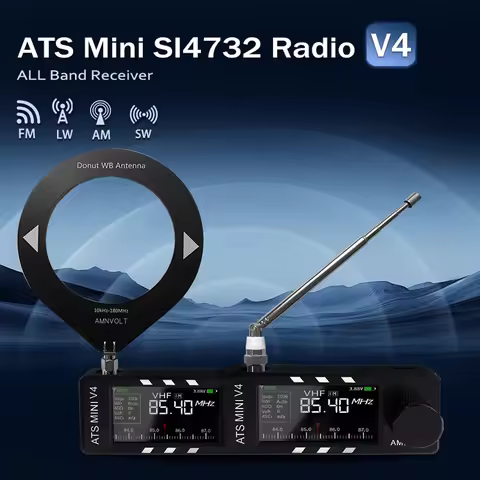 AMNVOLT V4 ATS MINI SI4732 Radio All Band DSP Radio FM AM SSB LSB USB Receiver Pocket Radios with He