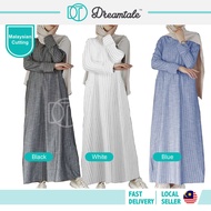Dreamtale Baju Wanita Gaun Labuh Muslimah Ayra Thin Stripe Muslimah Dress Abaya Jubah Muslimah Musli