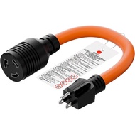 1FT 12-AWG Nema 5-15P to L5-20R Adapter,15-Amp 125V Household Plug to 20A 125V L5-20R Locking Indust