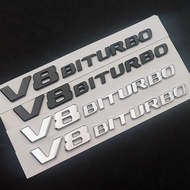 3d Logo V8 BITURBO Emblem Pelekat Fender Kereta Untuk Aksesori C63 E63 S63 GLC63 GLE63 G63