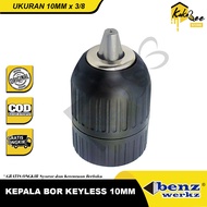 Kepala bor cordless 10mm - Kepala bor keyless 10mm x 3/8" - keyless chuck 10mm tanpa kunci - Kepala bor mesin bor cordless dan bor biasa - Chuck bor 10mm untuk cordless baterai