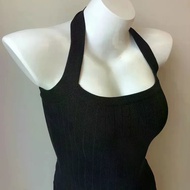 Hong Kong Style Retro Red Knitted Suspender Halters - Slim Fit Outerwear for Warm Weather