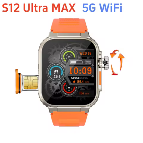 Newest S12 Ultra MAX 5G LTE 2.29inch Amoled Smart Watch Smartwacth With 200° Rotary Camera GPS WIFI 