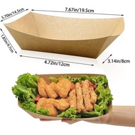 Oomcu 100 Pack 3 lb Heavy Duty Paper Food Boats Disposable Kraft Brown Paper Food Trays,Take Out Foo