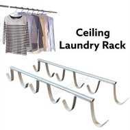 Ceiling Mount Laundry Rack Bamboo Pole Holder Clothes Drying Rack (a pair)