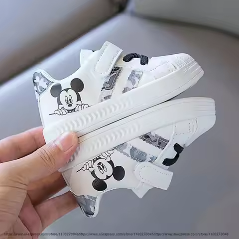 Disney White Casual Shoes For Baby Boy Girl Brand Children Sneaker Mickey Mouse Kids Shoes Toddler W