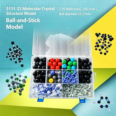 Molecular Crystal Model,17-23mm Balls,Easy Assemble & Disassemble,Organic & Inorganic Ball-Stick Kit