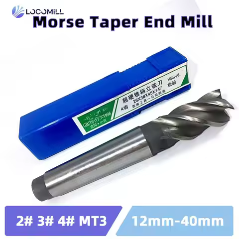 LOCO HSS Morse Taper Shank End Mill 12mm~40mm Milling Cutter 2# 3# 4# MT3 CNC Tool