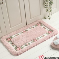 LEMONTREE 1 Pcs Pink Rug, Pink 16*24Inch Flower Rug, Easy To Use Absorbent Non-Skid Microfiber Bathr
