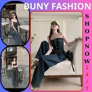 Women's jumper cup chest wide leg pants made of qc jeans, dynamic and personality D939B