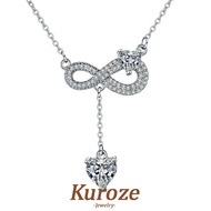 Kuroze -   Pt950 Platinum Tassel Heart Pendant Moissanite White Diamond Necklace